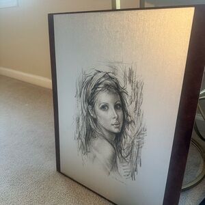 Giuseppe Tarantino lithograph face Young Woman Milan 1974